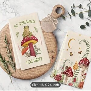 2pcs Mushroom Pattern Decorative Kitchen Dish Towels